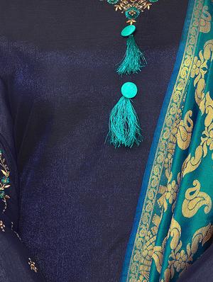 embroidered unstitched churidaar suit - 15333548 - Standard Image - 3