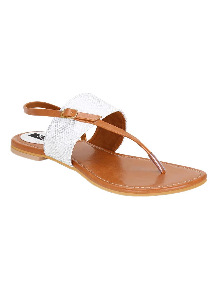 white faux leather back strap sandals - 15333951 - Zoom Image - 1