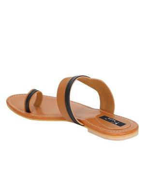 tan faux leather one toe sandals - 15333953 - Standard Image - 3