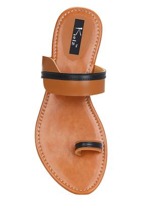 tan faux leather one toe sandals - 15333953 - Standard Image - 4