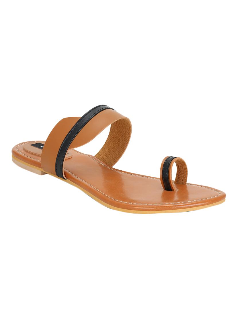 tan faux leather one toe sandals - 15333953 - Zoom Image - 1