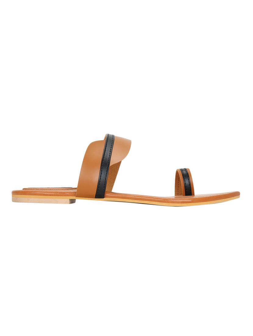 tan faux leather one toe sandals - 15333953 - Zoom Image - 2