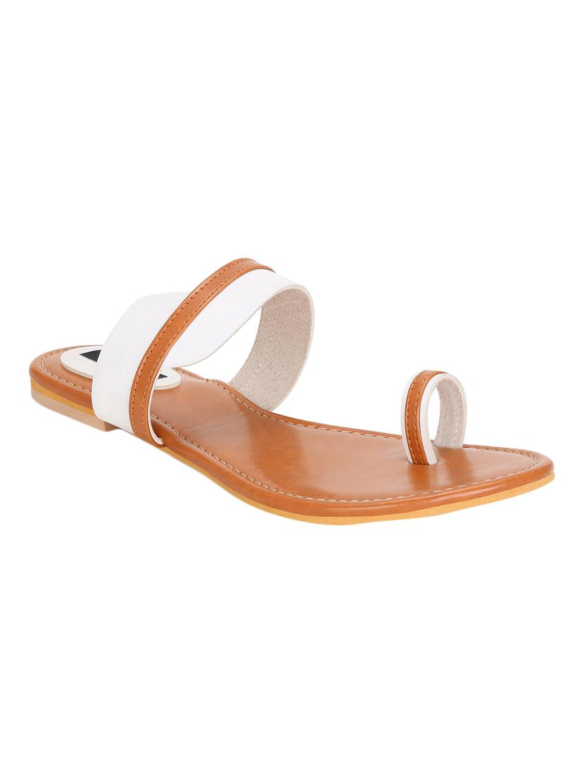 white faux leather one toe sandals - 15333954 - Zoom Image - 1