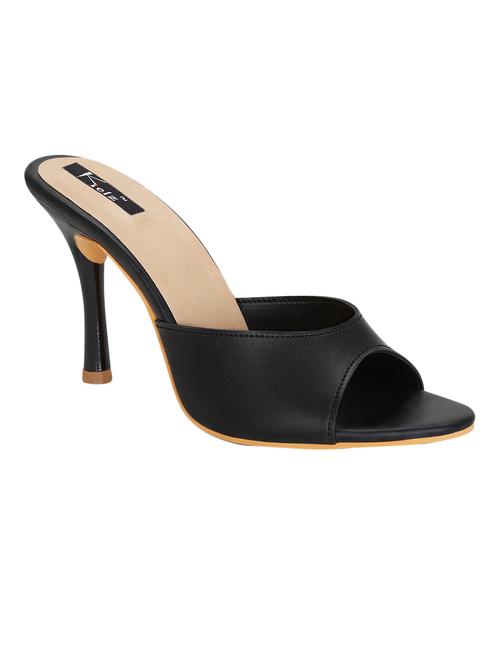 black faux leather slip on sandals - 15333955 - Standard Image - 1