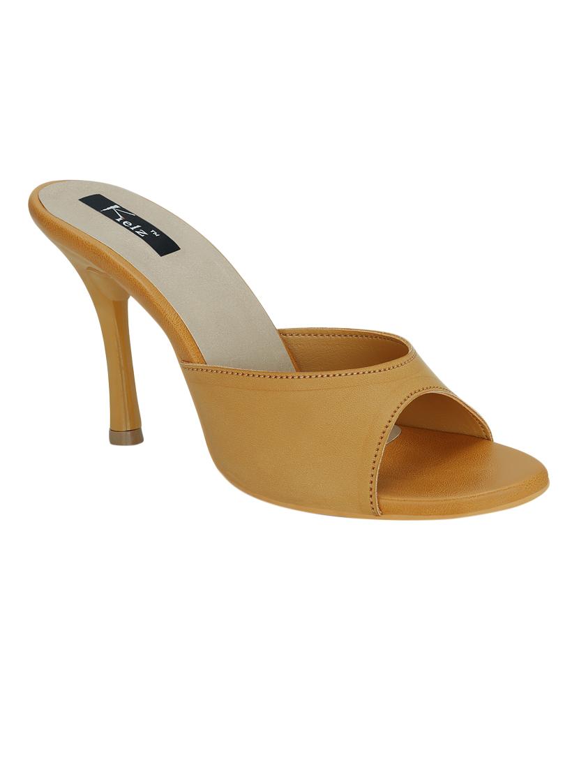 tan faux leather slip on sandals - 15333956 - Zoom Image - 1