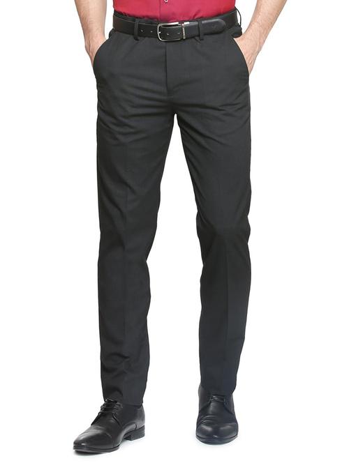 black polyester blend flat front formal trouser - 15334020 - Standard Image - 1