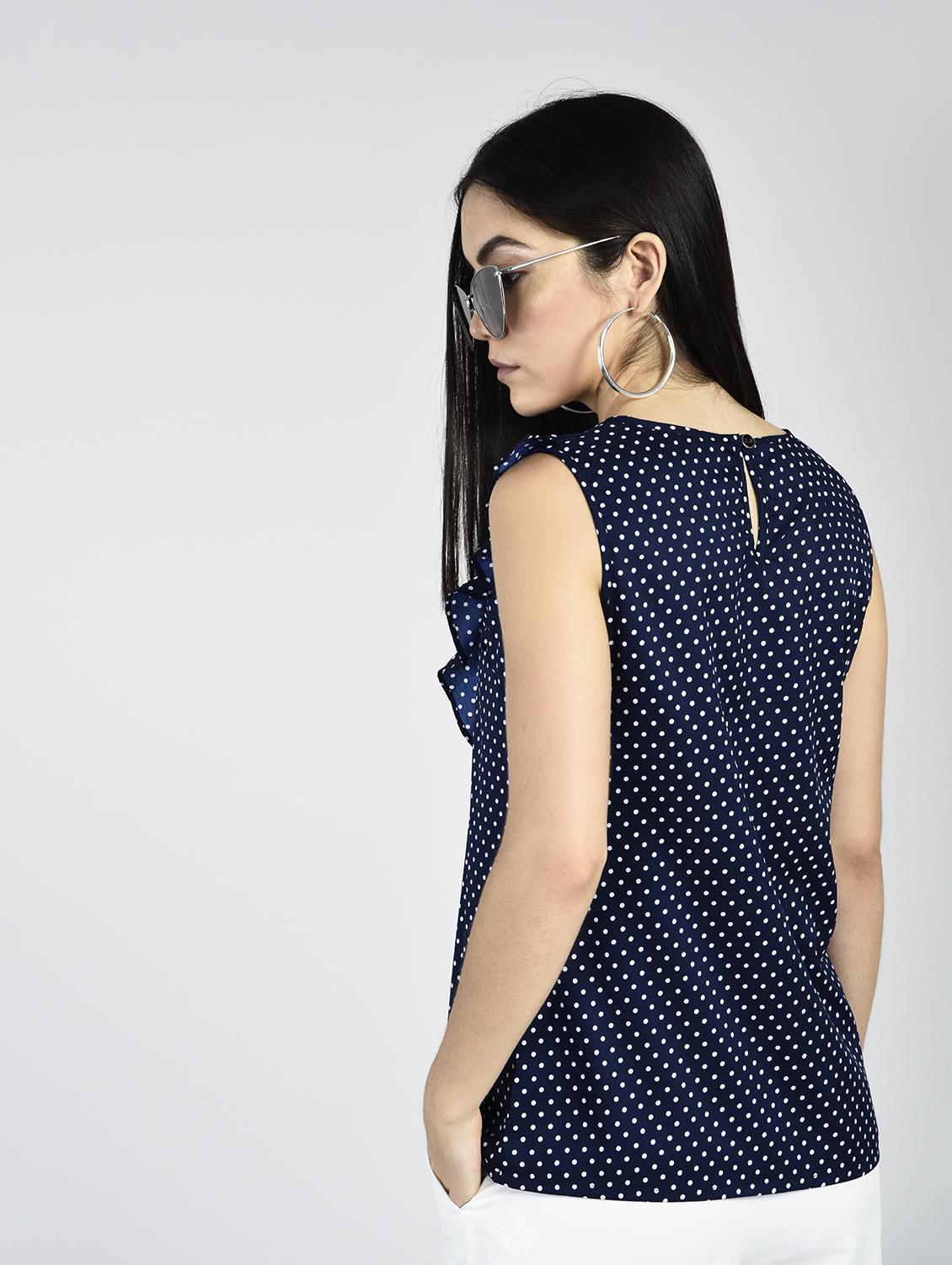 polka dot ruffle detail top - 15334814 - Zoom Image - 2