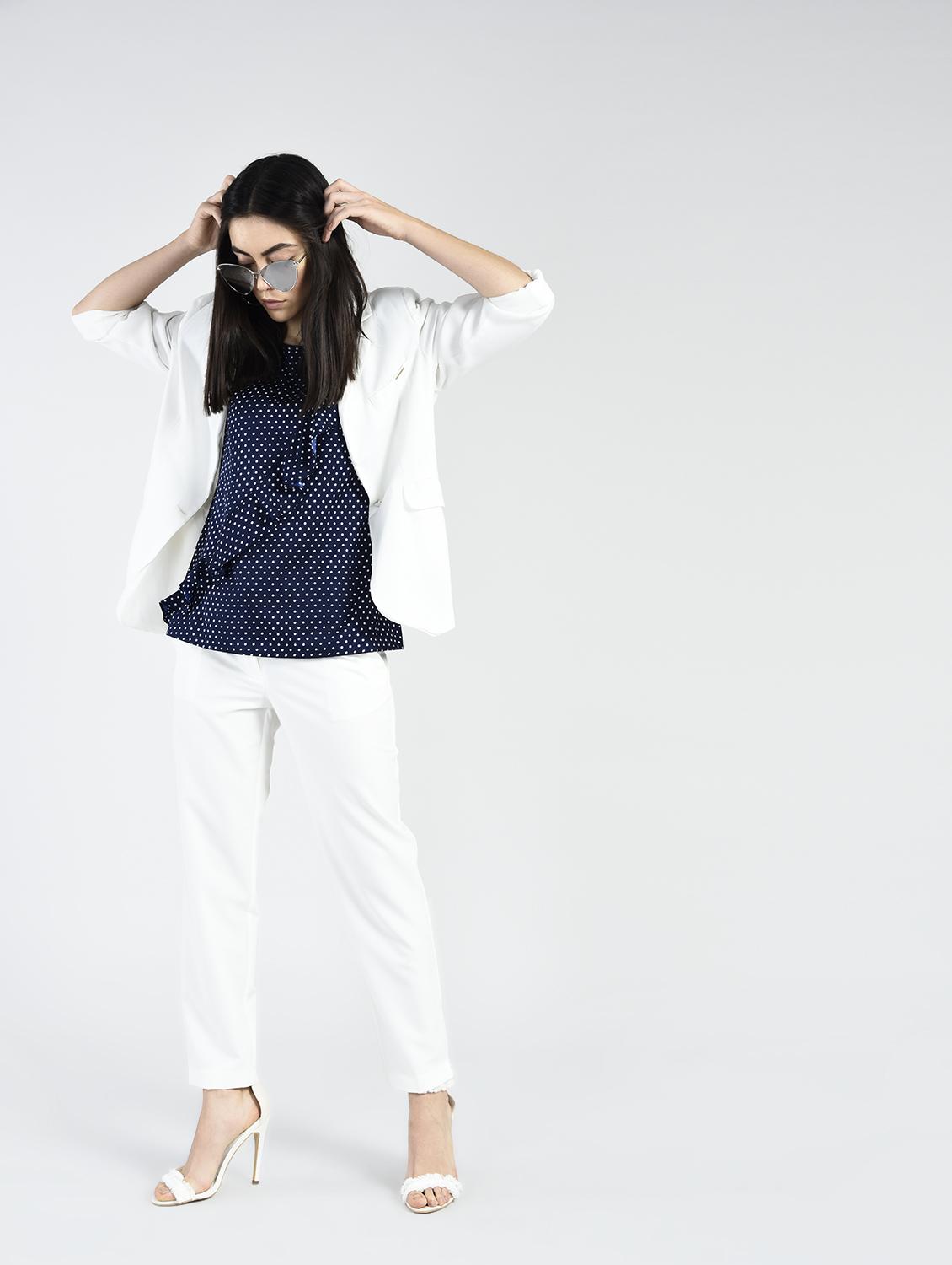 polka dot ruffle detail top - 15334814 - Zoom Image - 4