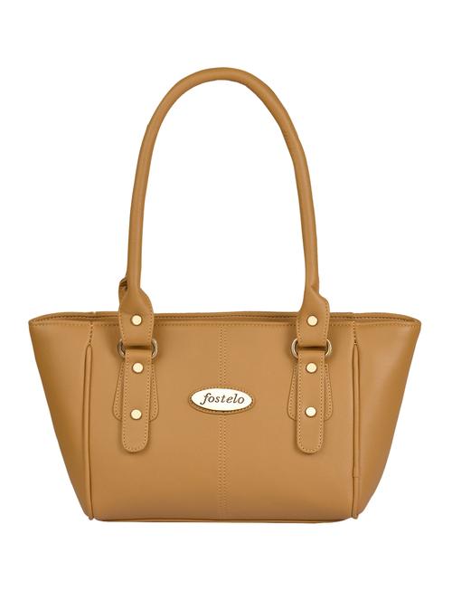 beige leatherette (pu) regular handbag - 15335372 - Standard Image - 1