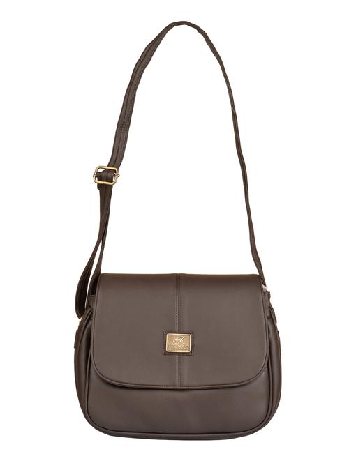 brown leatherette (pu) regular sling bag - 15335396 - Standard Image - 1