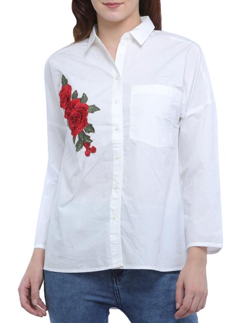 embroidered flower applique shirt - 15335569 - Very Small Image - 1