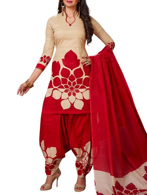 block print unstitched salwar suit - 15335704 - Standard Image - 1