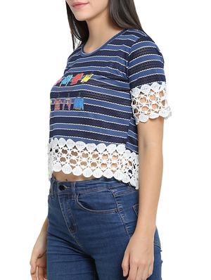 crochet detail embroidered top - 15336012 - Standard Image - 2