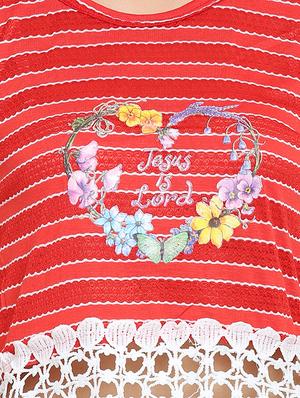 crochet detail graphic print top - 15336025 - Standard Image - 4
