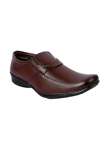 brown leatherette formal slip ons - 15336129 - Very Small Image - 1
