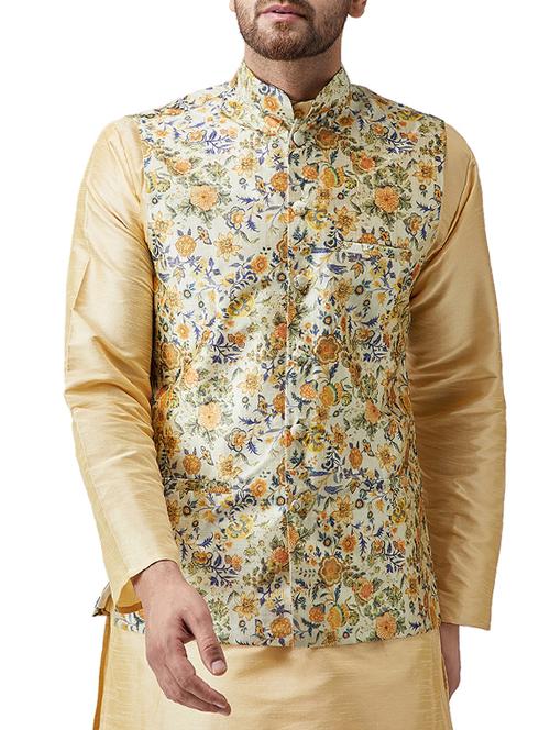 multi colored silk nehru jacket - 15336184 - Standard Image - 1