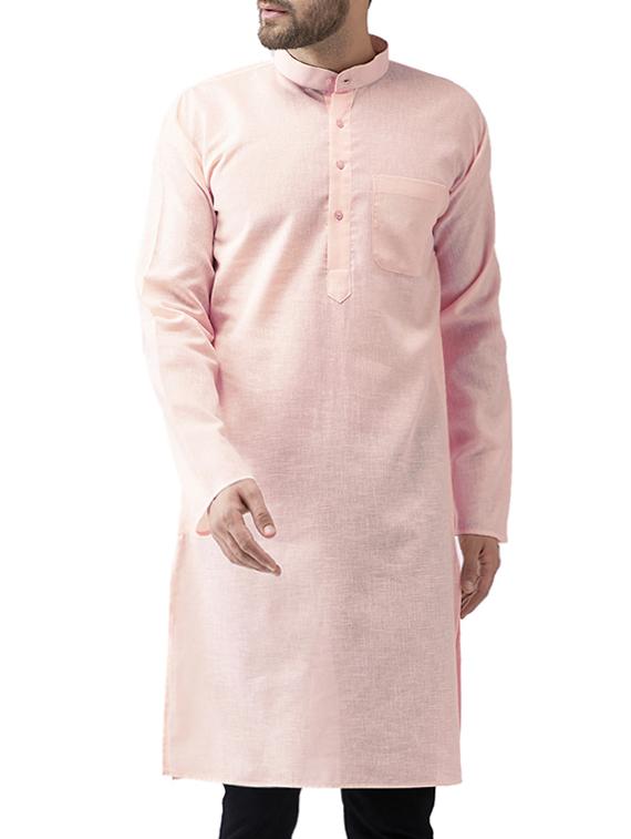 pink solid long kurta - 15336202 - Zoom Image - 1
