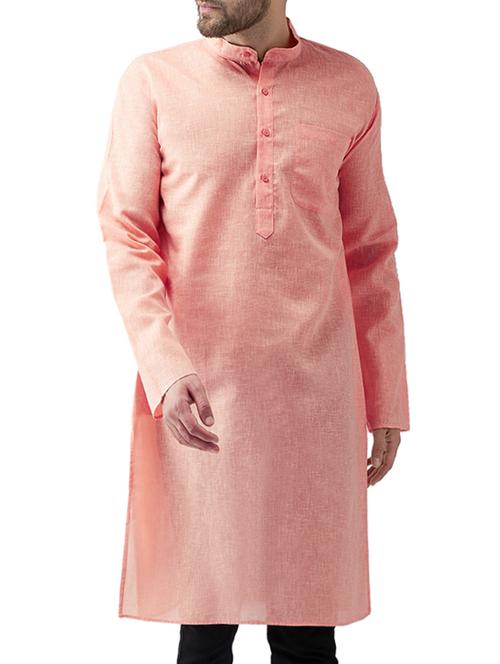 pink cotton long kurta - 15336207 - Standard Image - 1