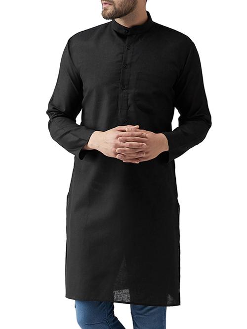 black solid long kurta - 15336209 - Standard Image - 1