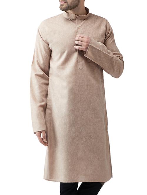 brown cotton long kurta - 15336210 - Very Small Image - 1
