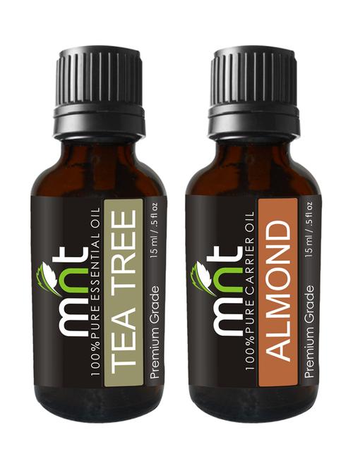 mnt combo of tea tree oil and almond oil for hair growth, skin care (each 15ml) - 100% pure natural oil - 15336523 - Standard Image - 1