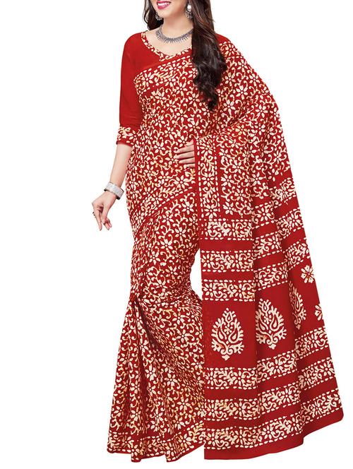 batik printed saree with blouse - 15337163 - Standard Image - 1