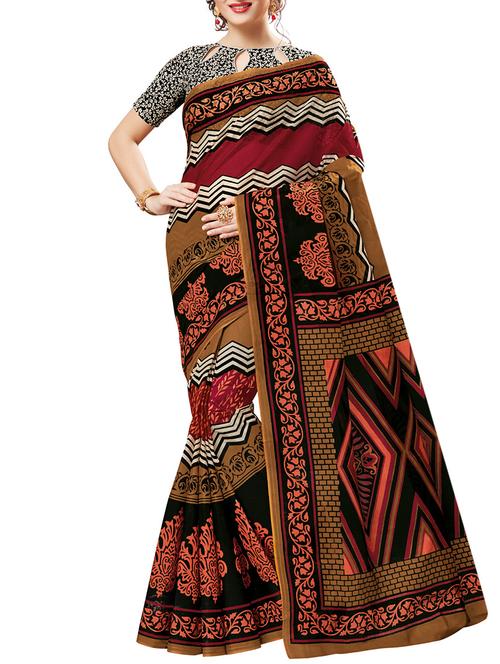 geometrical printed saree with blouse - 15337182 - Standard Image - 1