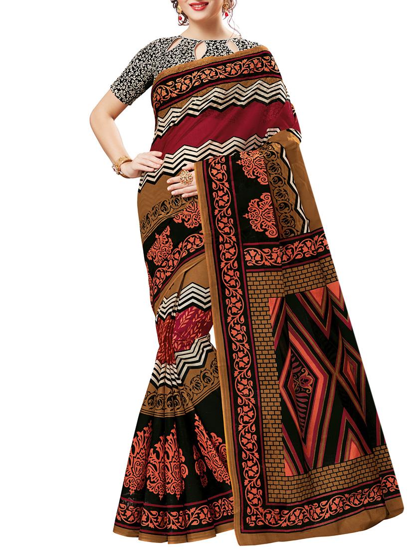 geometrical printed saree with blouse - 15337182 - Zoom Image - 1
