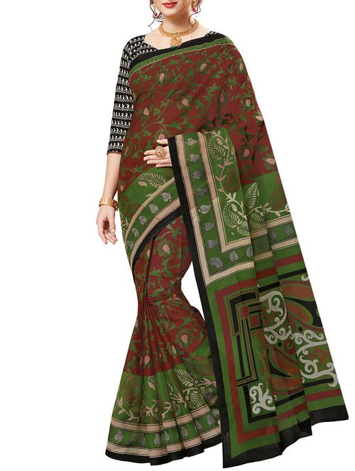 floral printed saree with blouse - 15337186 - Standard Image - 1