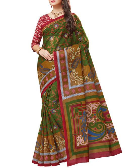 floral printed saree with blouse - 15337187 - Very Small Image - 1