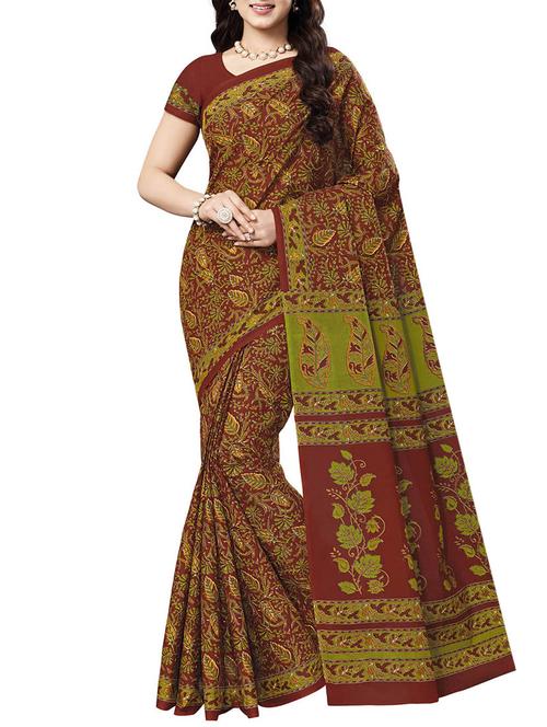 leaf printed saree with blouse - 15337231 - Standard Image - 1
