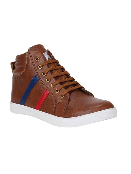 brown leatherette lace up sneaker - 15337342 - Very Small Image - 1