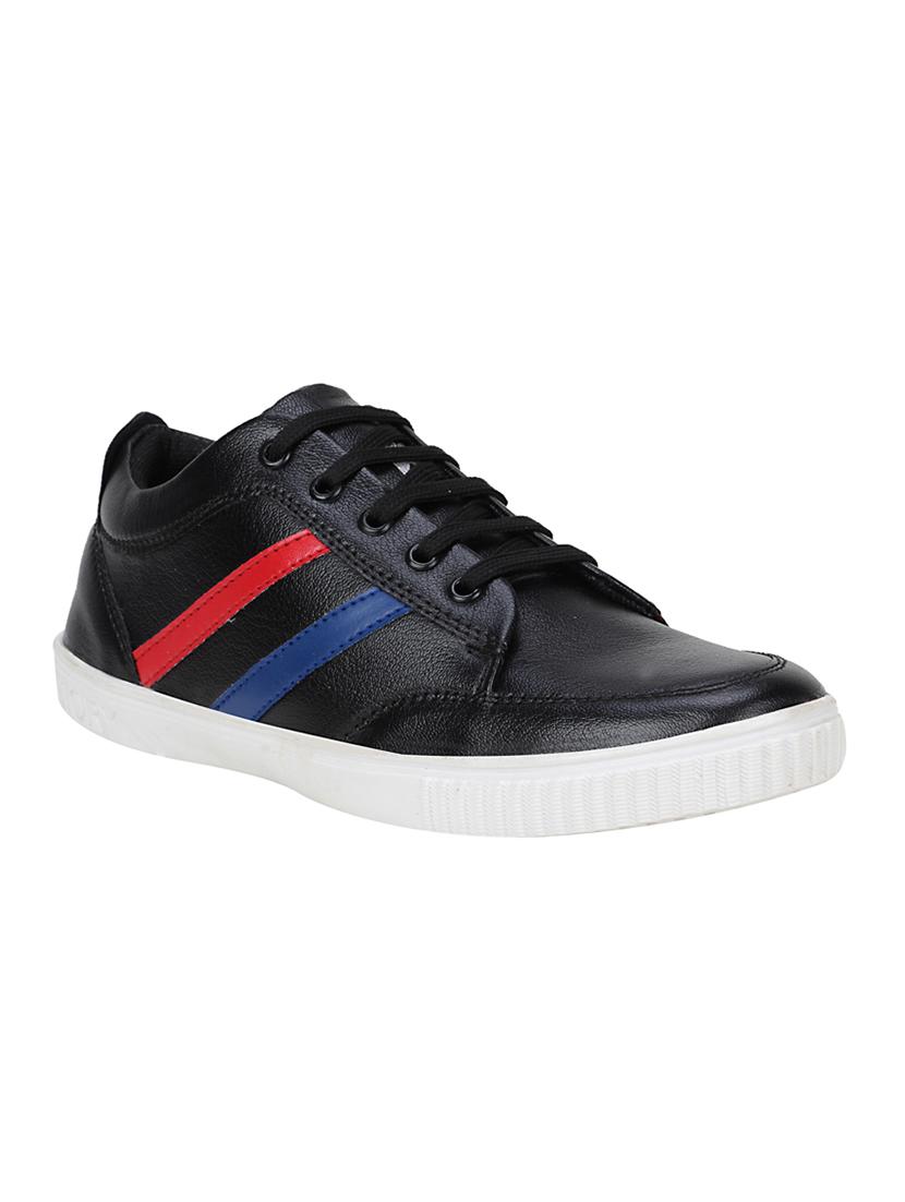 black leatherette lace up sneaker - 15337344 - Zoom Image - 1