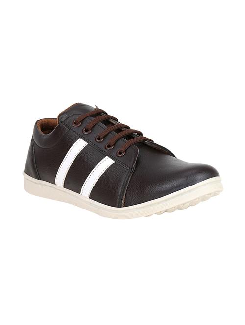 brown leatherette lace up sneaker - 15337348 - Very Small Image - 1