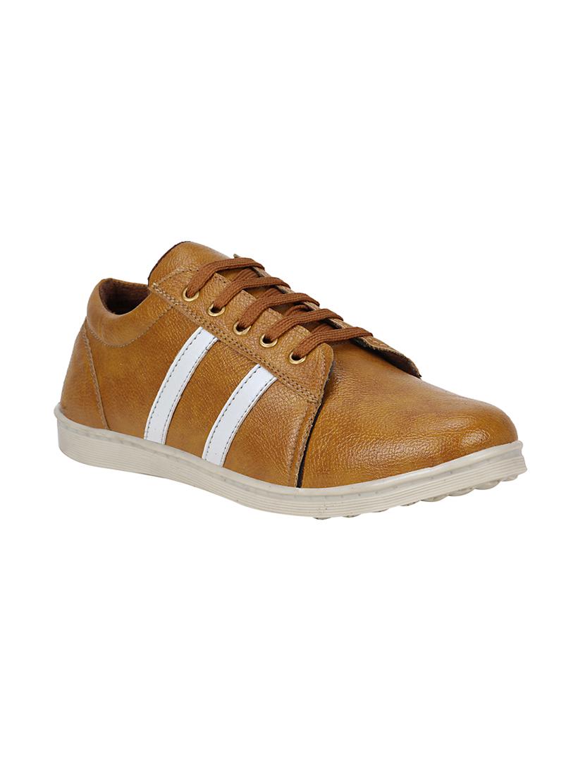 tan leatherette lace up sneaker - 15337349 - Zoom Image - 1