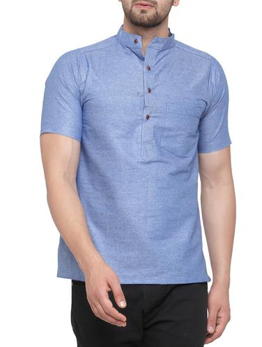 blue cotton short kurta - 15337387 - Very Small Image - 1