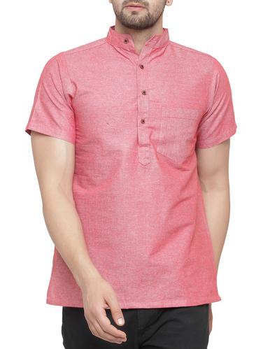 pink cotton short kurta - 15337389 - Very Small Image - 1