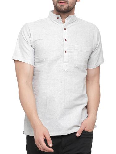 white cotton short kurta - 15337397 - Very Small Image - 1