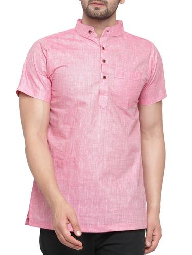 pink cotton short kurta - 15337403 - Very Small Image - 1