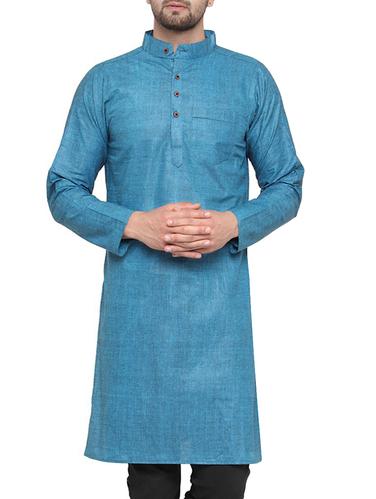 blue cotton long kurta - 15337406 - Very Small Image - 1