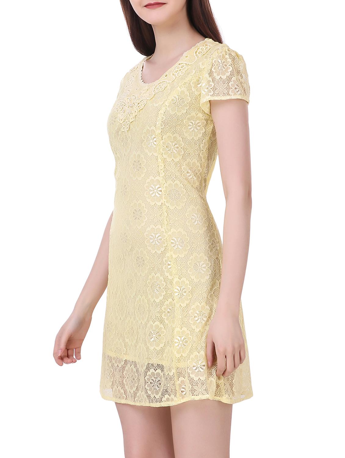 lace yoke floral net dress - 15338121 - Zoom Image - 2