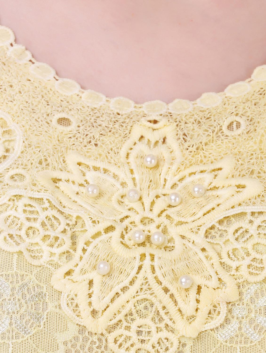 lace yoke floral net dress - 15338121 - Zoom Image - 5