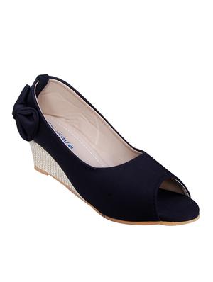 black satin closed back wedges - 15338215 - Standard Image - 1