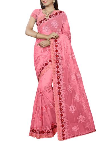 Embroidered saree with embellished work with blouse - 15338426 - Very Small Image - 1