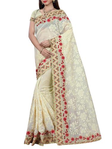 Embroidered saree with embellished work with blouse - 15338427 - Very Small Image - 1