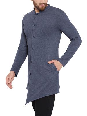 blue cotton asymmetric tshirt - 15338446 - Standard Image - 2