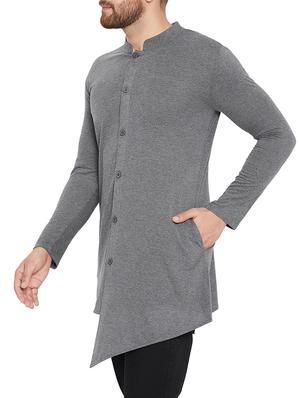 grey cotton asymmetric tshirt - 15338448 - Standard Image - 2