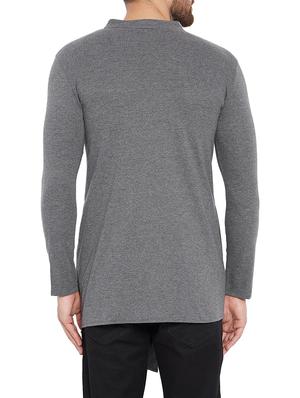 grey cotton asymmetric tshirt - 15338448 - Standard Image - 3