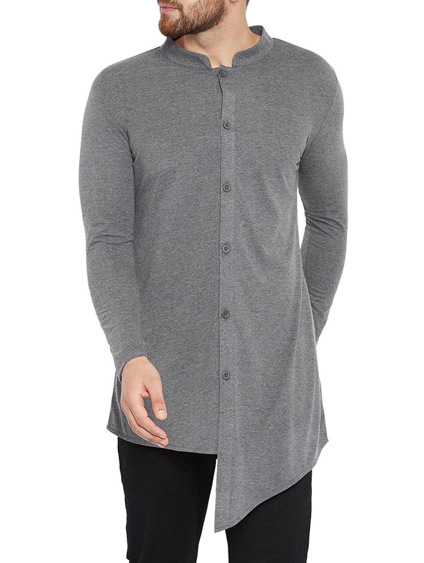 grey cotton asymmetric tshirt - 15338448 - Zoom Image - 1