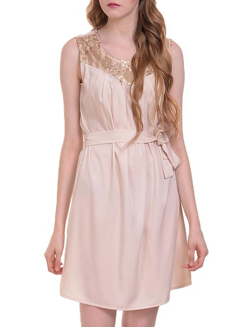 sequin embellished yoke belted dress - 15338472 - Very Small Image - 1